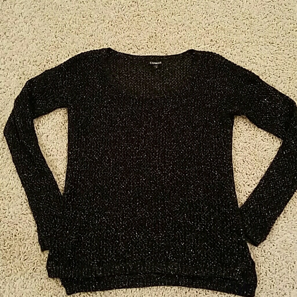 Express Black Metallic Long Sleeve Sweater